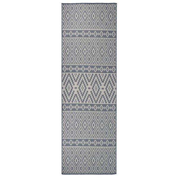 vidaXL Tapis à tissage plat d'extérieur 80x250 cm Rayures bleues