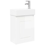 vidaXL Meuble de salle de bain avec robinet Blanc brillant