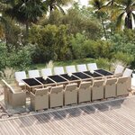 vidaXL Ensemble à dîner de jardin coussins 19 Pièces Résine tressée Beige