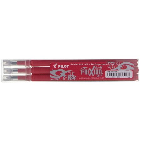 FriXion, recharge pour stylo à encre gel, pointe moyenne de 0,7 mm, encre rouge (paquet 3 unités)