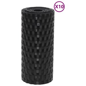 vidaXL Paravents de balcon 10 Pièces noir 255x19 cm résine tressée