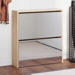 vidaXL Meuble à chaussures 2 étages avec miroir 63x17x67 cm Chêne