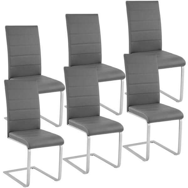 Lot de 6 chaises pieds acier siège de salon cuisine salle à manger design carré élégant gris 08_0000122
