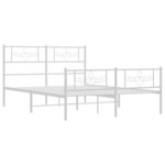 vidaXL Cadre de lit métal avec tête de lit/pied de lit blanc 150x200cm