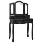 vidaXL Ensemble de coiffeuse avec tabouret Noir 80x69x141 cm Paulownia