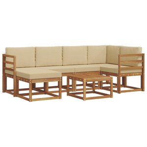 vidaXL Ensemble de canapés d'extérieur 7 Pièces Naturel et Beige