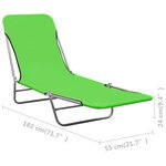 vidaXL Chaises longues pliables lot de 2 Acier et tissu Vert
