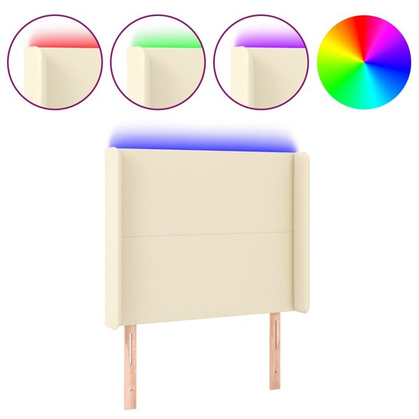 vidaXL Tête de lit à LED Crème 83x16x118/128 cm Similicuir