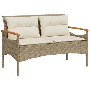 vidaXL Banc de jardin avec coussins 116x62 5x74cm beige résine tressée