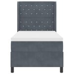 vidaXL Lit à Ressorts avec Matelas LED Gris foncé 100 x 200 cm Velours