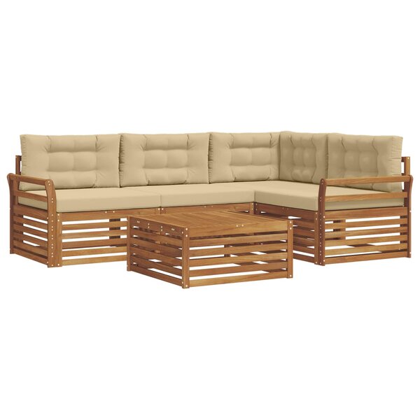 vidaXL Ensemble de canapés d'extérieur 5 pc Naturel et Beige