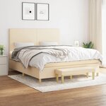 vidaXL Sommier à lattes de lit avec matelas Crème 160x200 cm Tissu