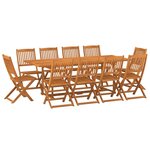 vidaXL Ensemble à manger de jardin 11 Pièces 220x90x75 cm bois d'acacia