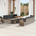 vidaXL Ensemble de canapé de jardin 11 Pièces Gris Poly rotin