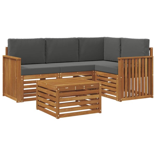 vidaXL Ensemble de canapés d'extérieur 5 Pièces Naturel et Anthracite