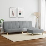 vidaXL Canapé-lit à 2 places avec repose-pied gris clair tissu