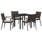 vidaXL Ensemble de salle à manger pour jardin 5 Pièces Marron et Noir