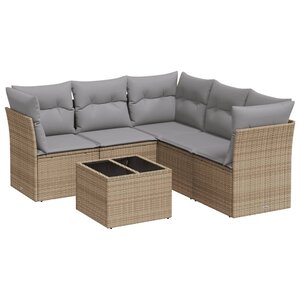 vidaXL Salon de jardin avec coussins 6 Pièces beige résine tressée