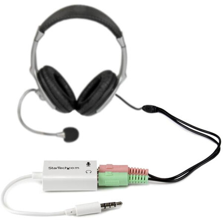 Startech.com adaptateur pour casque avec prises pour écouteur et microphone séparées - mini-jack 3 5mm 1x (m) 2x (f) - blanc