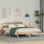 vidaXL Cadre de lit Marron 135 x 190 cm Bois massif en pin