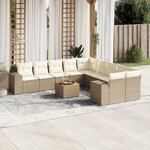 vidaXL Salon de jardin 11 Pièces avec coussins beige résine tressée