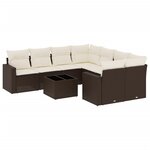 vidaXL Salon de jardin avec coussins 9 Pièces marron résine tressée