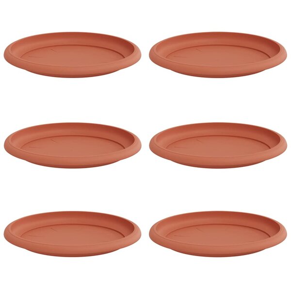 vidaXL Plateau à fleurs rond 6 pc Rouge brique Ø 19 x 2 cm Plastique