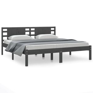 vidaXL Cadre de lit sans matelas gris 200x200 cm bois massif de pin