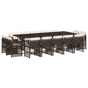 vidaXL Ensemble à manger de jardin avec coussins 15 Pièces marron rotin