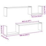Étagère murale vidaXL 2 Pièces Chêne noir 100x15x70 cm Bois d'ingénierie