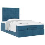 vidaXL Cadre de lit ottoman avec matelas bleu foncé 120x200 cm velours