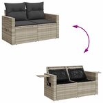 vidaXL Salon de jardin 8 Pièces avec coussins gris clair résine tressée