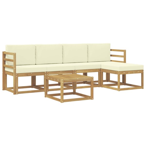vidaXL Ensemble de canapés d'extérieur 6 Pièces Blanc et crème