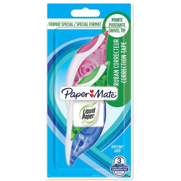 Ruban correcteur DRYLINE GRIP  blister de 3 Paper Mate