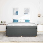 vidaXL Cadre de lit avec matelas Gris foncé 180 x 200 cm tissu