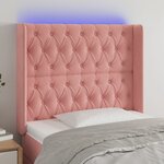 vidaXL Tête de lit à LED Rose 93x16x118/128 cm Velours