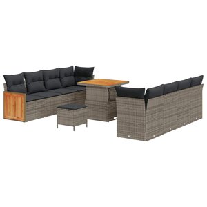 vidaXL Ensemble de canapé de jardin avec coussin 11 Pièces Gris