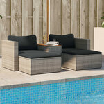vidaXL Salon de jardin 5 Pièces avec coussins gris résine tressée acacia