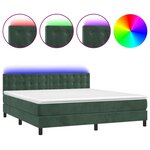 vidaXL Sommier à lattes de lit matelas et LED Vert foncé 160x200 cm