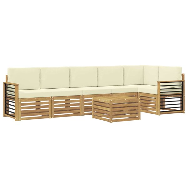 vidaXL Ensemble de canapé d'angle avec coussin 7 Pièces Blanc et crème