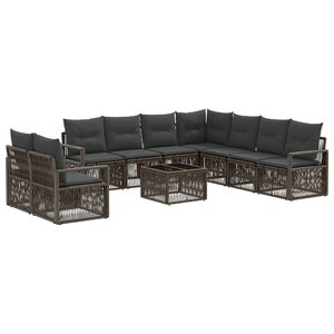 vidaXL Ensemble de canapé de jardin 10 pc Gris polyrotin