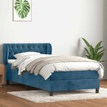 vidaXL Sommier à lattes de lit et matelas bleu foncé 80x220 cm velours