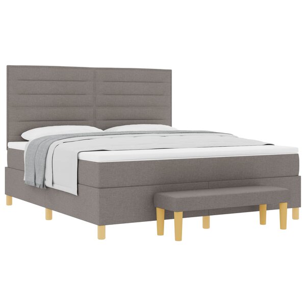 vidaXL Lit à ressorts avec tête de lit Taupe 180 x 200 cm tissu