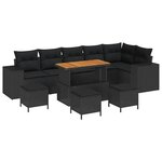 vidaXL Ensemble de canapé de jardin 10 Pièces Noir polyrotin