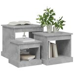 vidaXL Tables basses 3 Pièces gris béton bois d'ingénierie