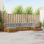 vidaXL Ensemble de canapés d'extérieur 7 Pièces Gris Naturel et Clair
