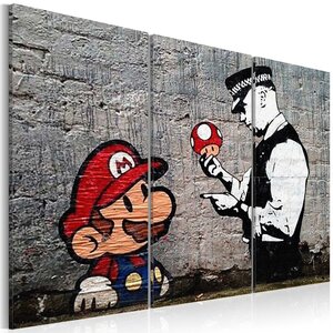 Tableau - super mario mushroom cop by banksy l x h en cm 90x60