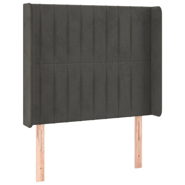 vidaXL Tête de lit avec oreilles Gris foncé 83x16x118/128 cm Velours