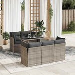 vidaXL Salon de jardin 6 Pièces avec coussins gris résine tressée