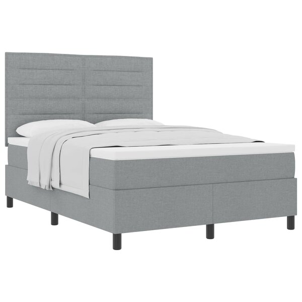 vidaXL Lit à ressorts avec matelas Gris clair 140 x 200 cm tissu